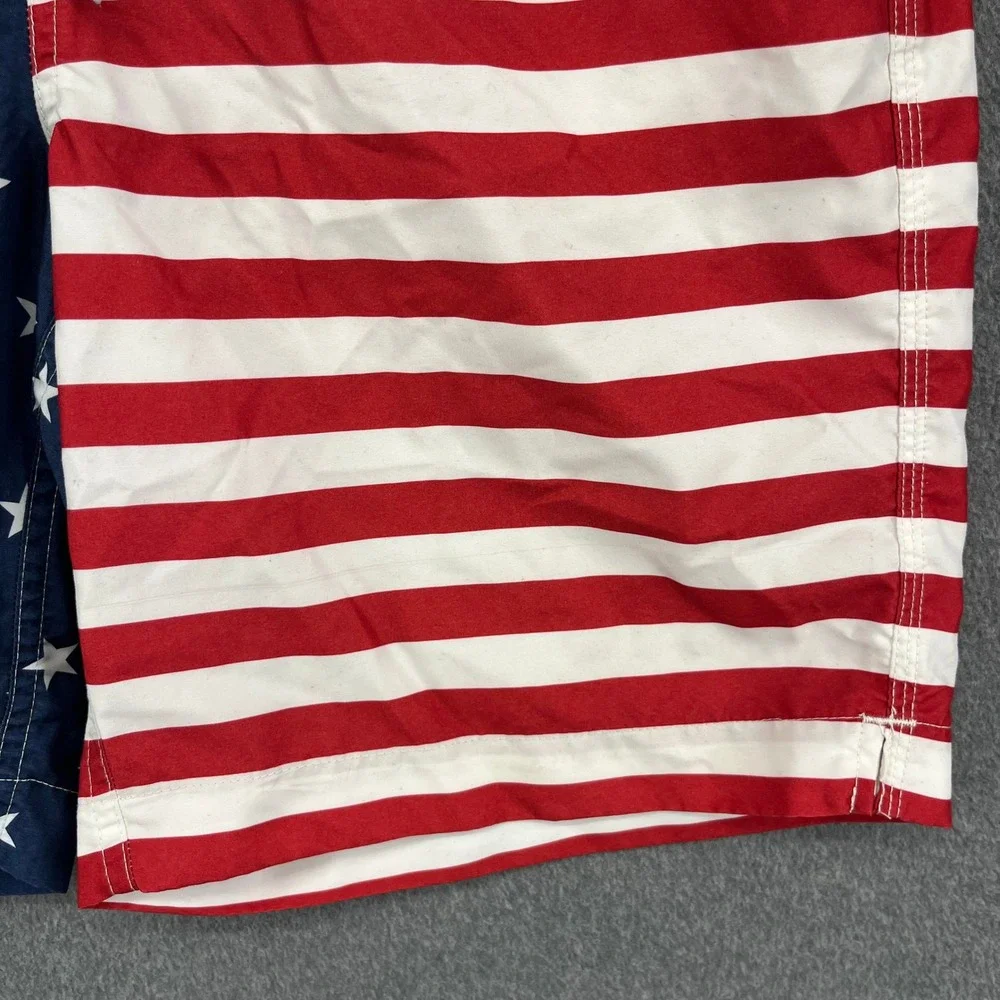 Chaps Mens Swim Trunks Board Shorts American‎ Flag Stars Stripes Size L G
